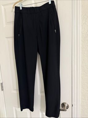 Tommy Bahama Black Elastic-Waist Dress Pants with Zipper Pockets